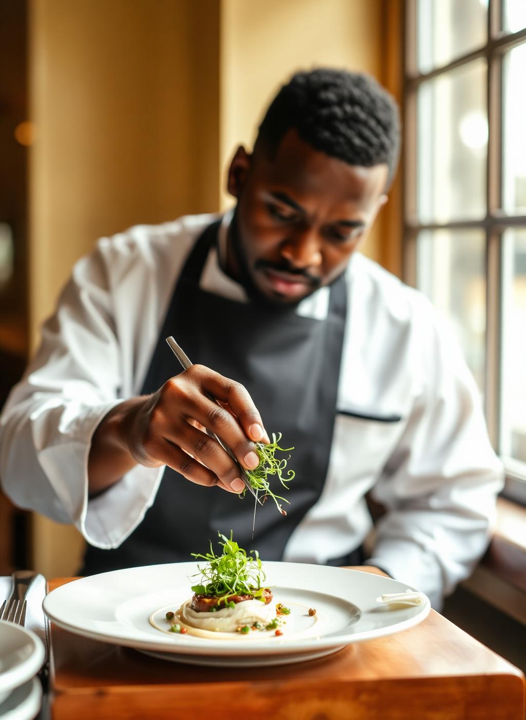 Iroko chef plating
